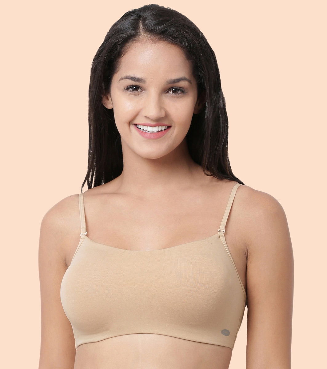Enamor Moulded Double Layer Front Women's Cotton Cami Bra Detachable