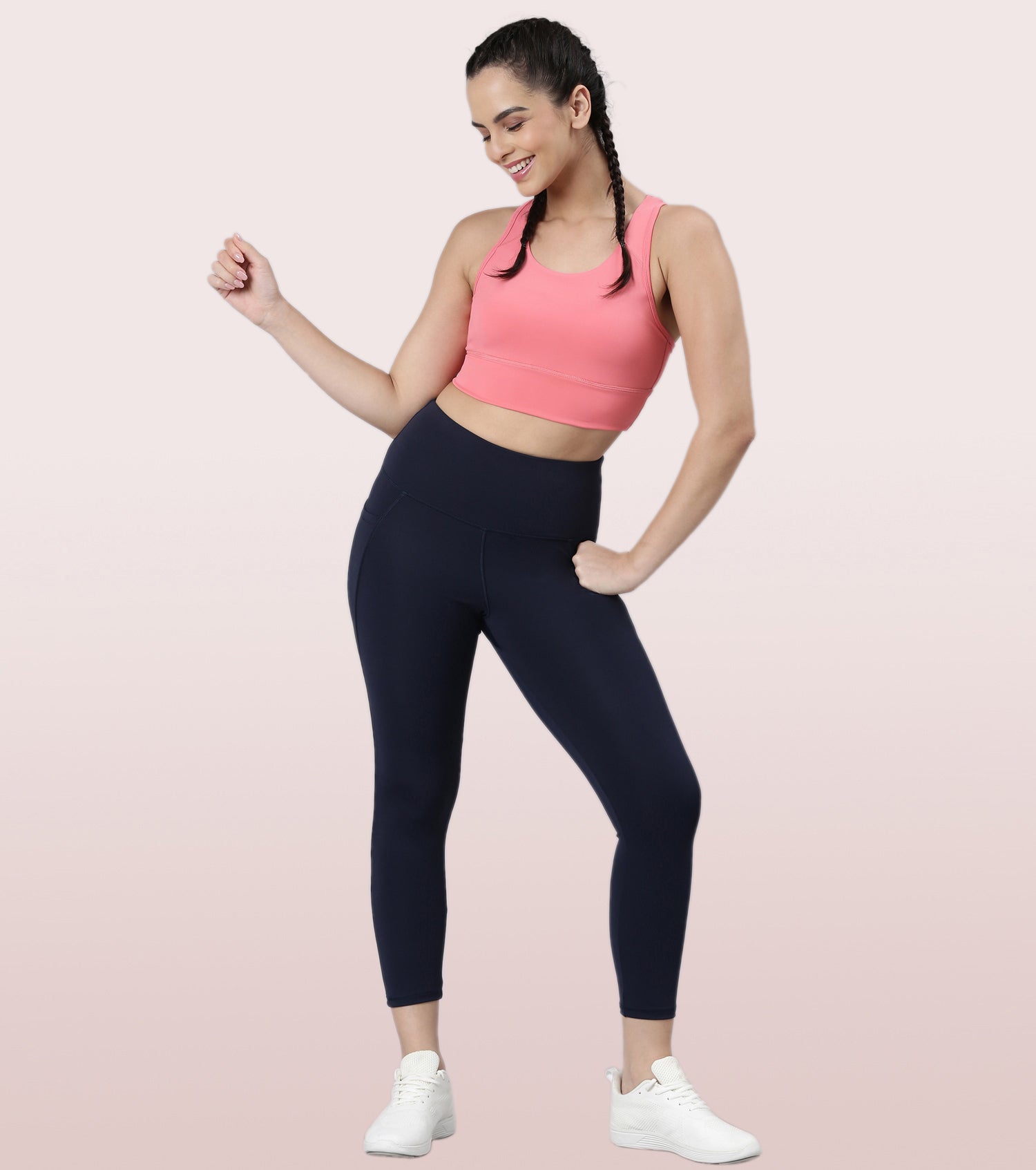 Enamor Basic Workout Sports Bra | Medium Impact Dry Fit Longline Bra For Women | A202