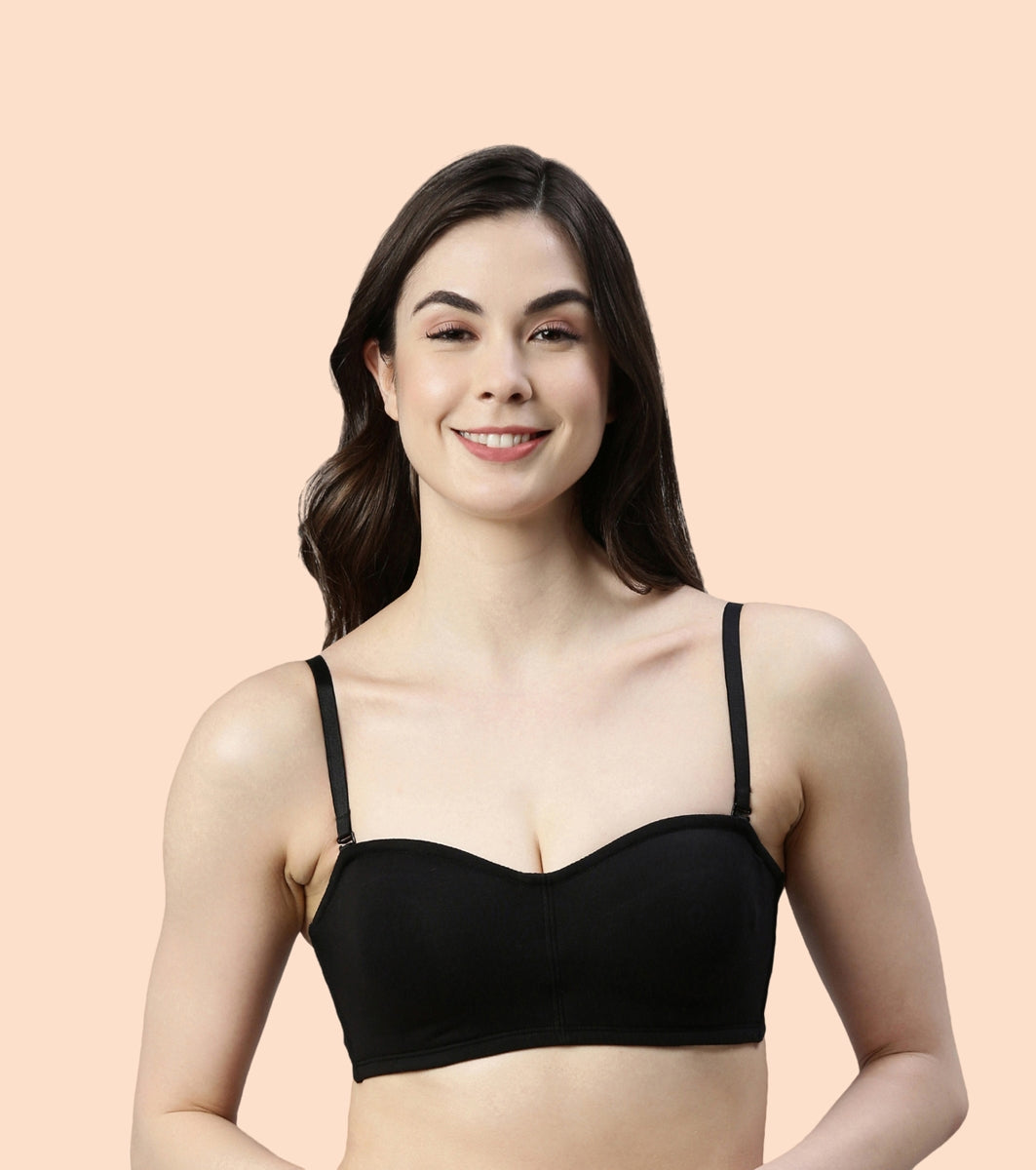 Enamor Strapless and Multiway Styling Women's Everyday Cotton Tube Bra Perfect Shaping, Non-Padded, Wirefree, High-Coverage A019