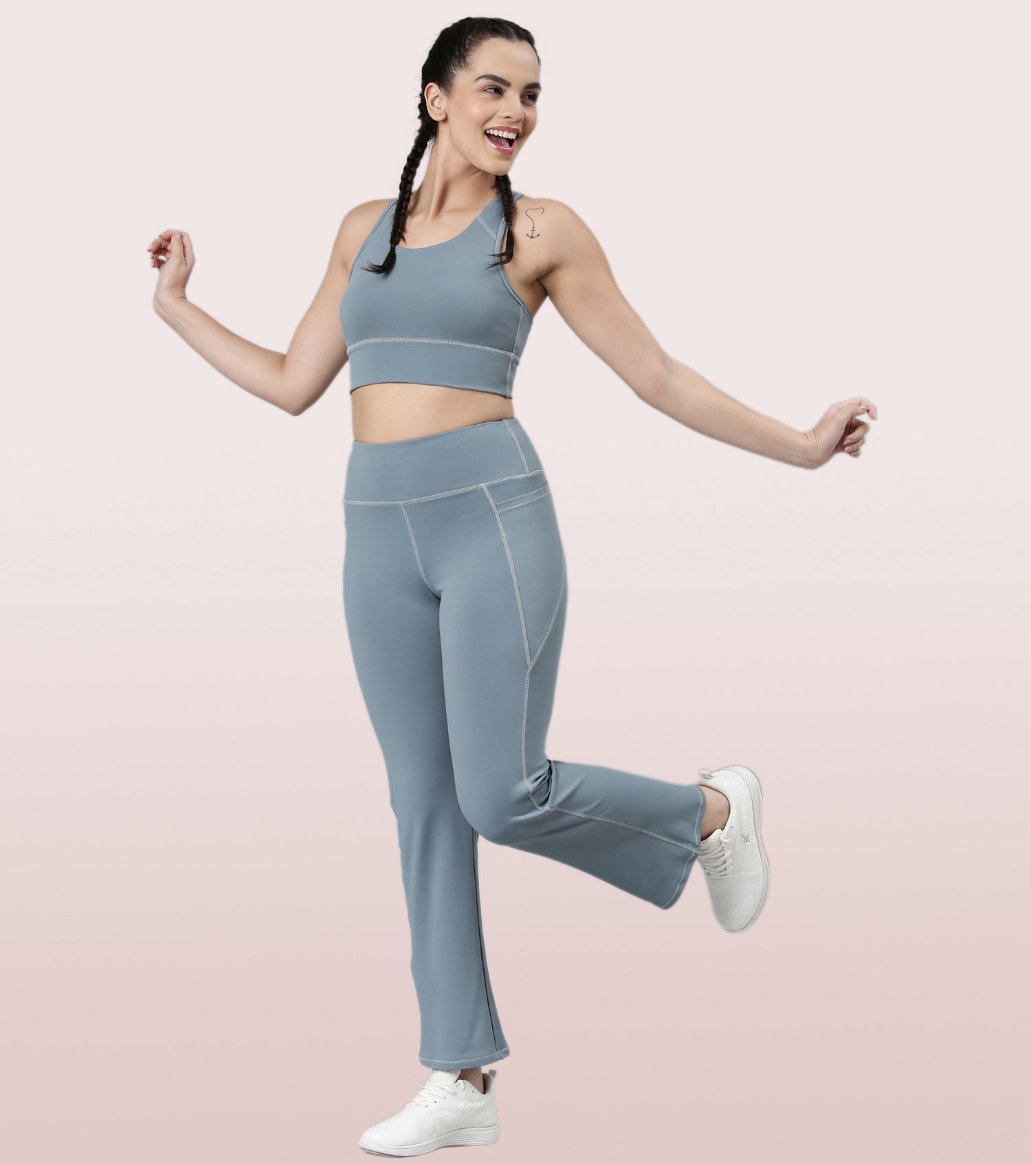 Enamor Basic Workout Sports Bra | Medium Impact Dry Fit Longline Bra For Women | A202