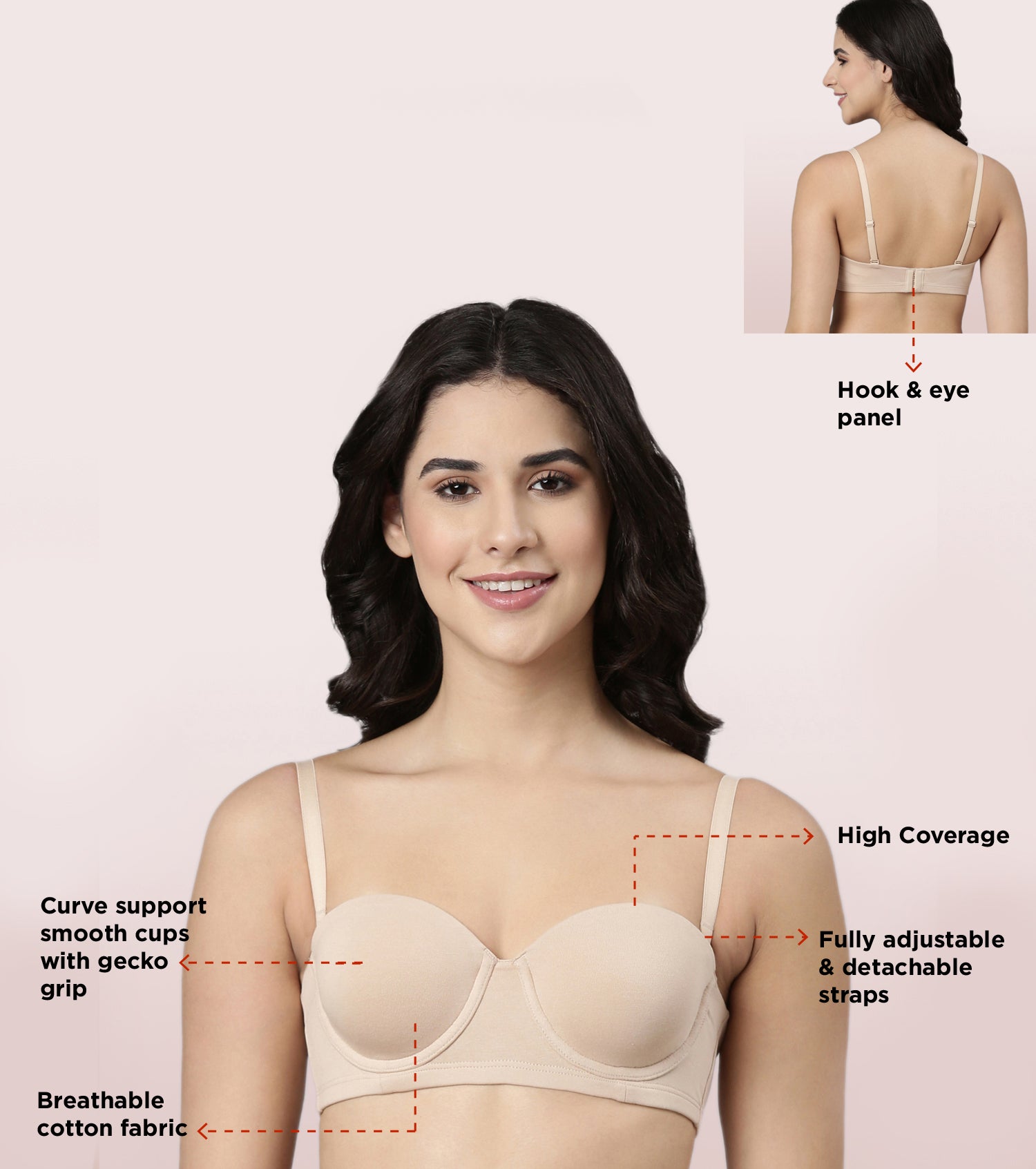 Enamor Multiway Bra For Women  High Coverage Cotton Strapless Bra For