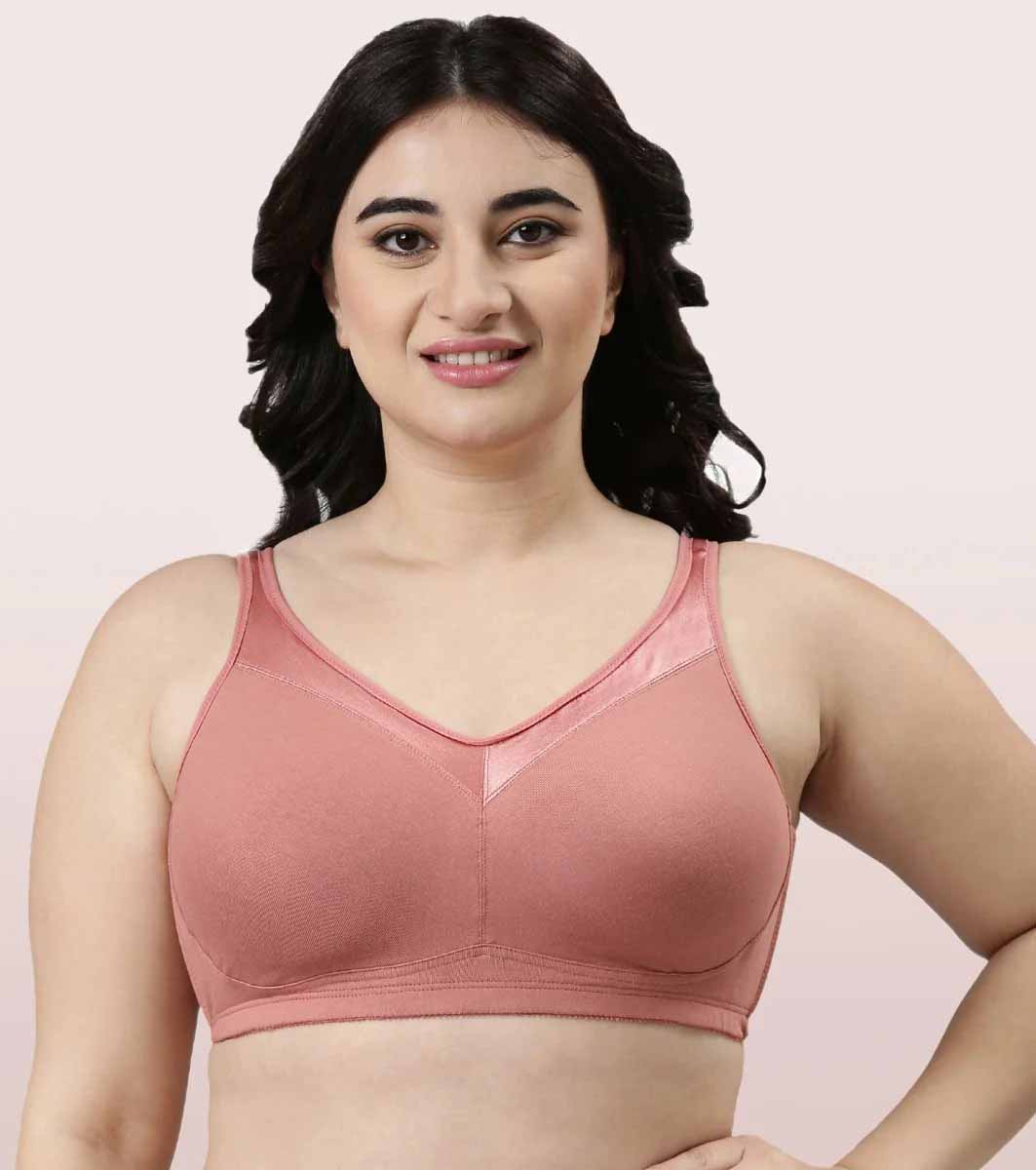  Womens Bra Plus Size Full Coverage Wirefree Non-Padded  Cotton Stretchy 34DD