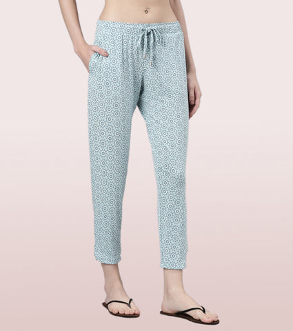 Shop-In Pants - Tapered Lounge Pants With Self Fabric Drawstring With Metal Ends | E048
