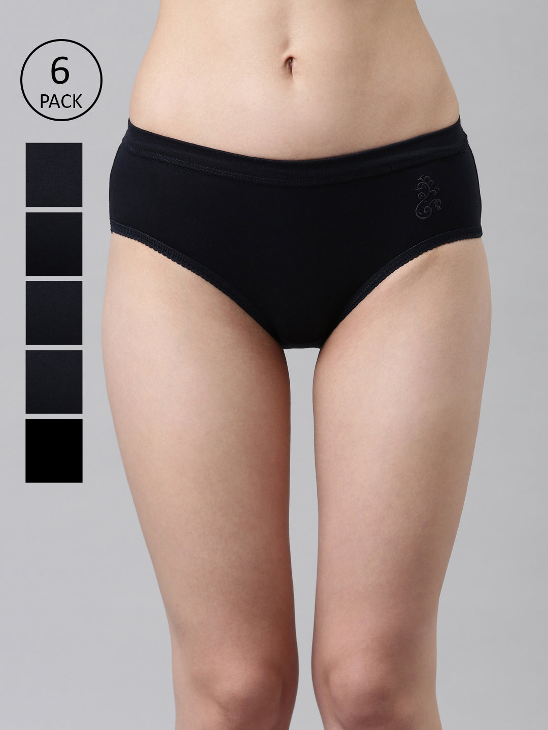 SLIMZ Women Mid Rise Elastic Solid Panty Pack of 6