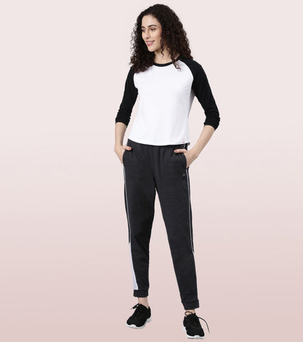 Enamor Long Sleeve Tee | Crew Neck Raglan Tee For Women | E307
