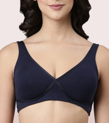 Enamor BambooBliss A076 Ultimate Softness Innovation Bamboo Cotton Lounge Slip-on T-shirt Bra for Women with Removable Pads- High Coverage, Padded and Wirefree