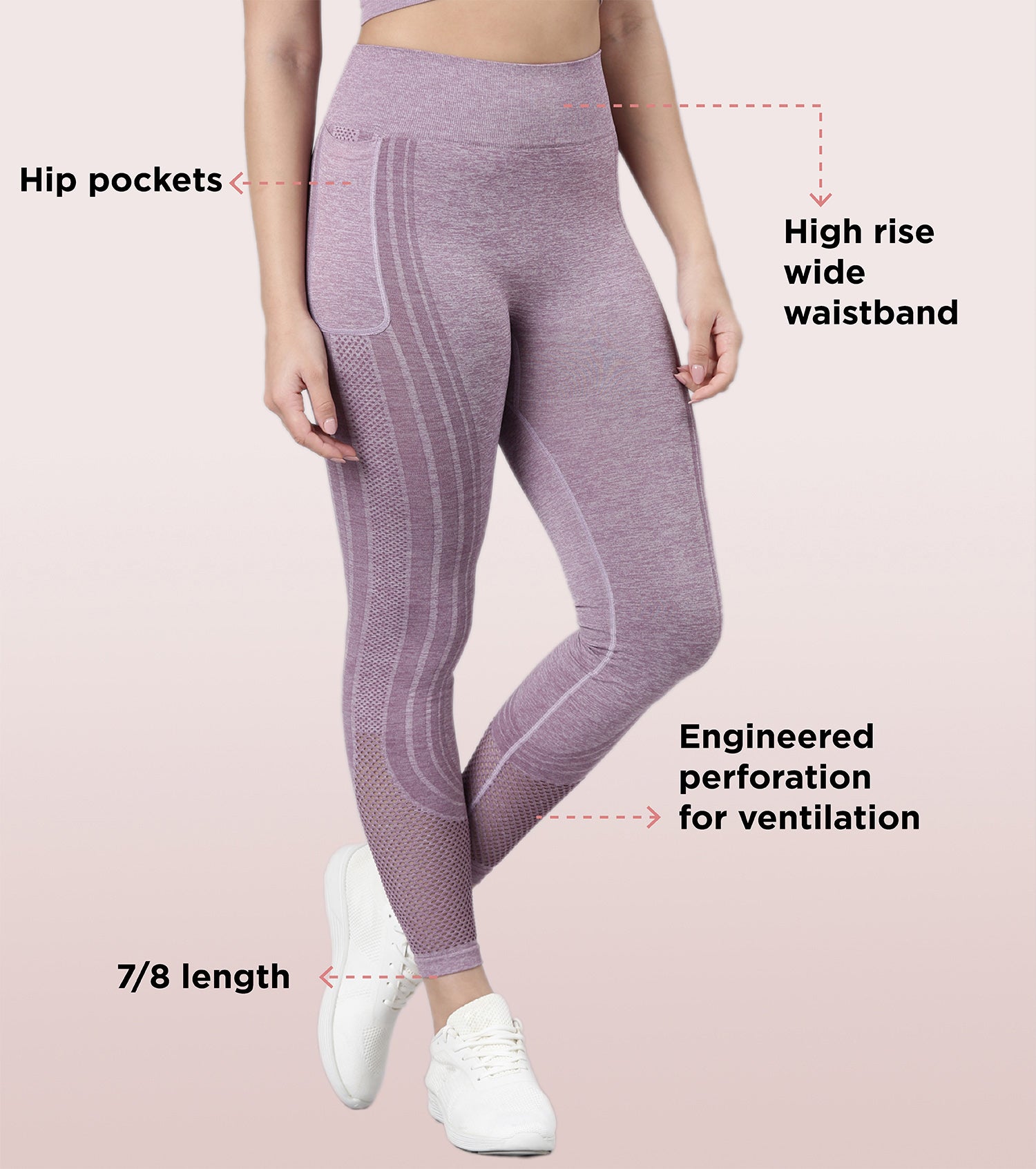 Enamor Dry Fit, High Waist Legging | Seamless Workout Legging With Perforation For Ventilation For Women | A604