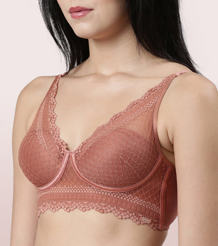 Enamor F125
LONGLINE COMFORT LACE BRA
PADDED WIREFREE HIGH COVERAGE