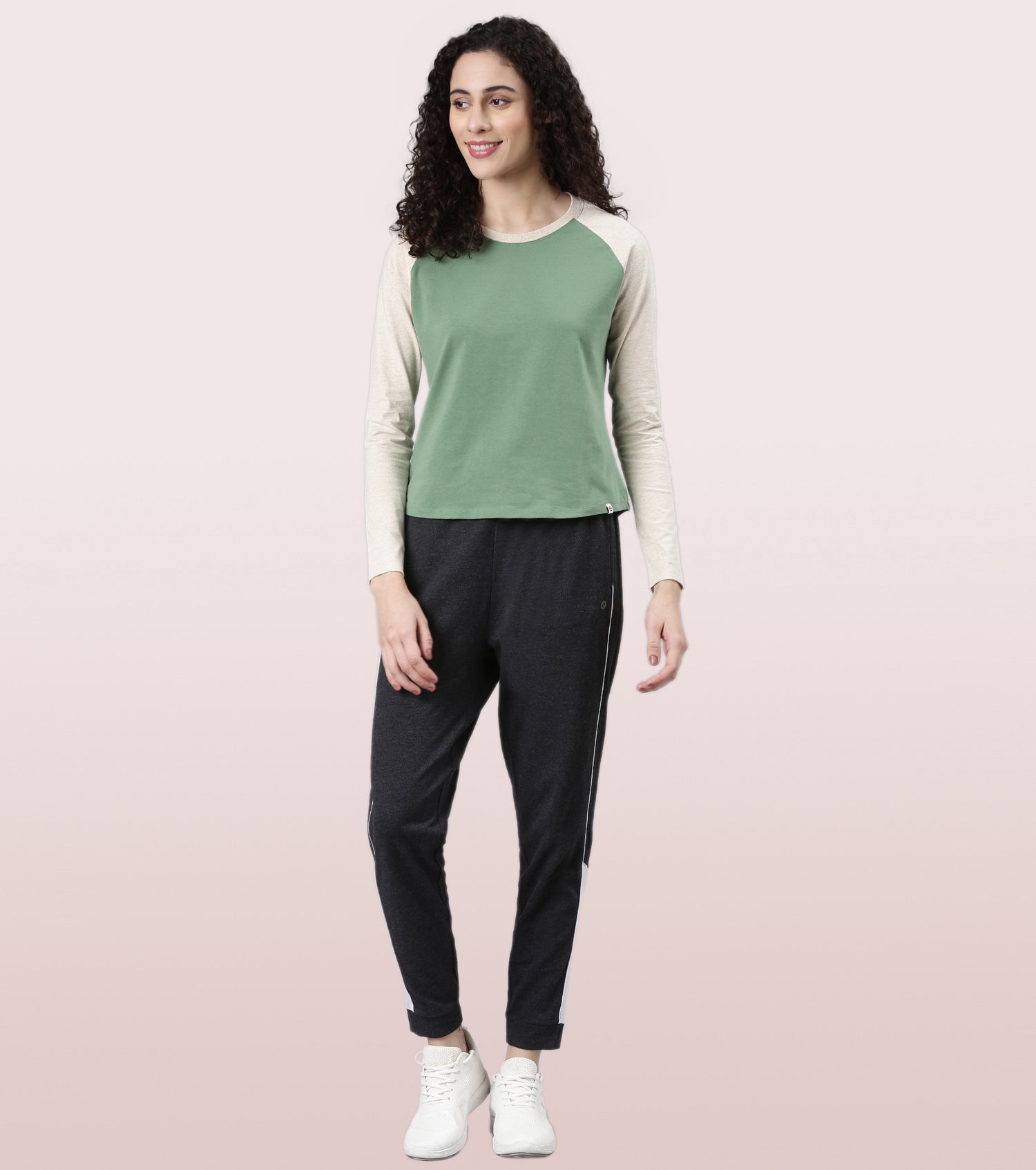 Enamor Long Sleeve Tee | Crew Neck Raglan Tee For Women | E307