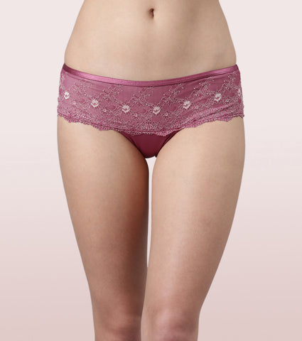 Enamor Lace Hipster Panty with Ultra Low Waist - Cosmic Sky / S