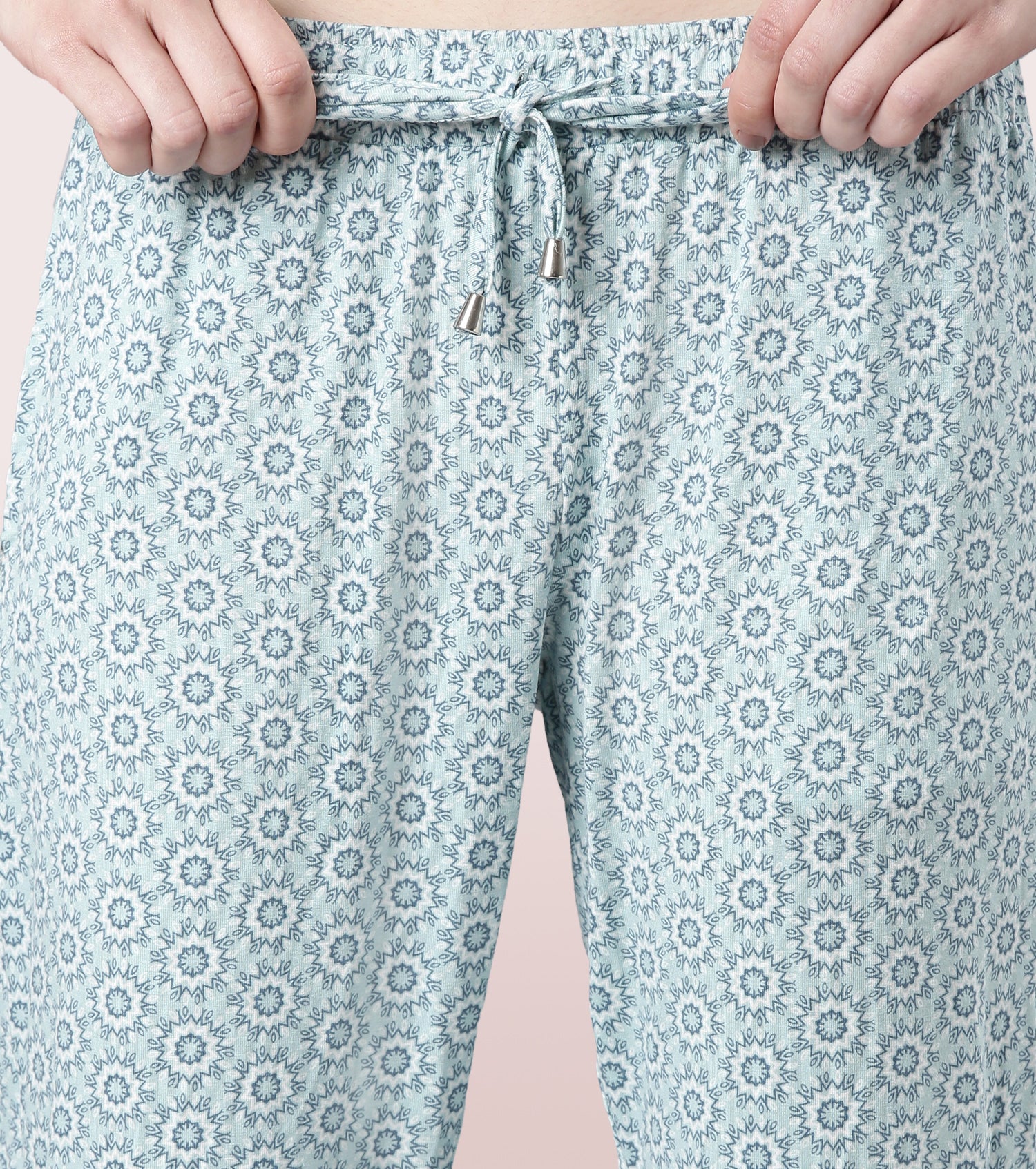 Shop-In Pants - Tapered Lounge Pants With Self Fabric Drawstring With Metal Ends | E048