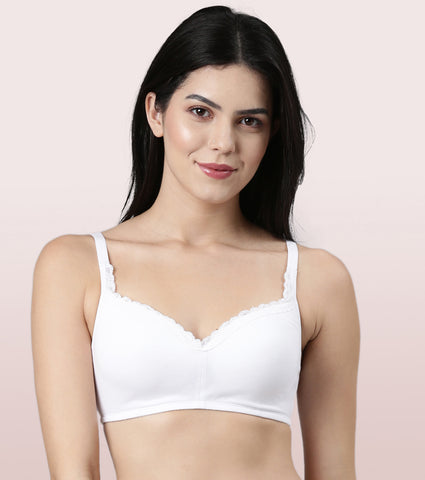 Enamor Smoothening Balconette Cotton T-shirt Bra for Women- High Coverage, Padded and Wirefree