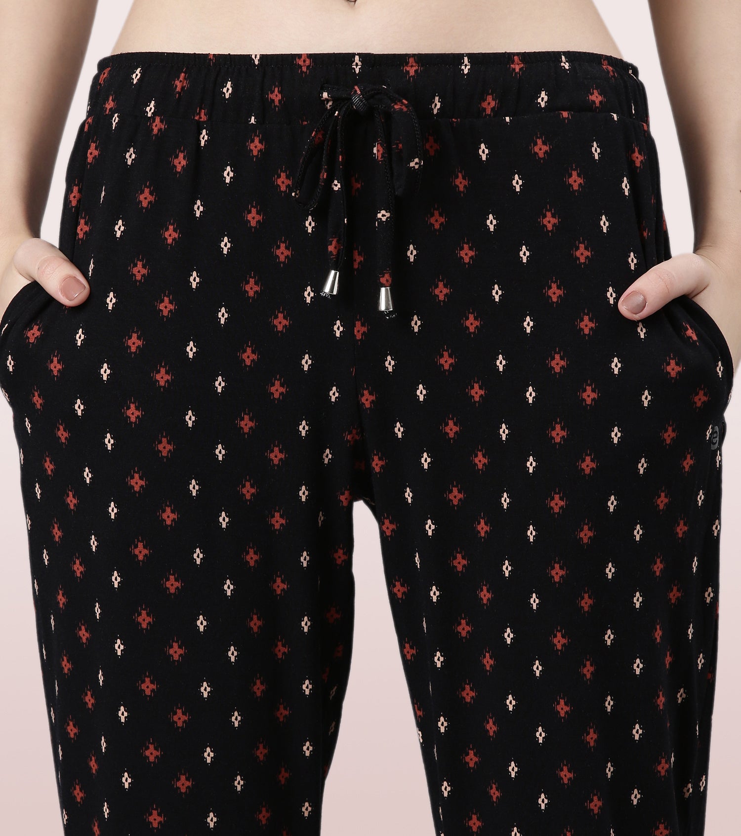 Shop-In Pants - Tapered Lounge Pants With Self Fabric Drawstring With Metal Ends | E048