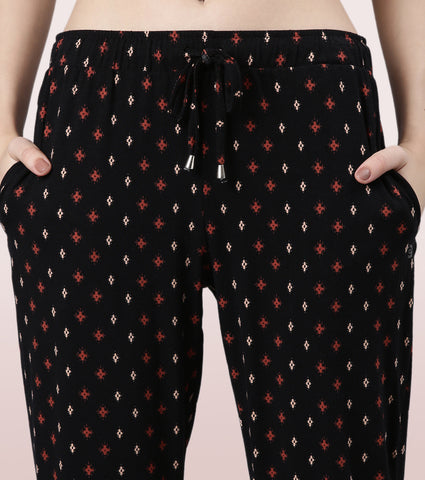 Shop-In Pants - Tapered Lounge Pants With Self Fabric Drawstring With Metal Ends | E048