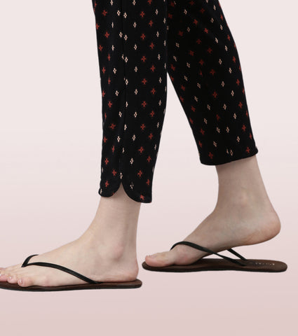 Shop-In Pants - Tapered Lounge Pants With Self Fabric Drawstring With Metal Ends | E048