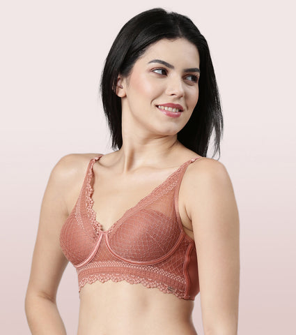 Enamor F125
LONGLINE COMFORT LACE BRA
PADDED WIREFREE HIGH COVERAGE