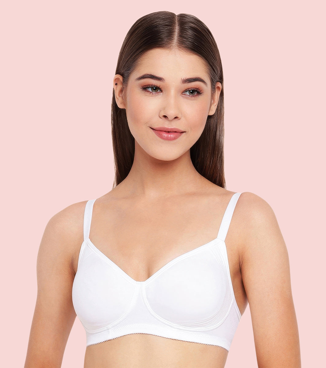 Enamor Innovations Fabcool Encircled  Side Support Shaper, Non Padded, Wirefree, High Coverage, Plus size, Women's Cotton Everyday Bra  - A042 (White)