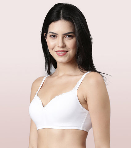 Enamor Smoothening Balconette Cotton T-shirt Bra for Women- High Coverage, Padded and Wirefree