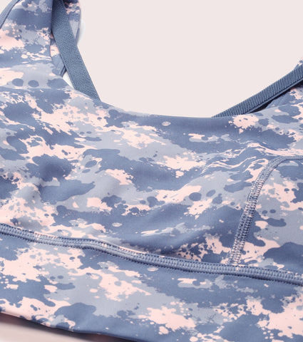 Longline Sports Bra – Printed | Scoop Neck Medium Impact Dry Fit Sports Bra | E217