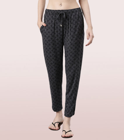 Shop-In Pants - Tapered Lounge Pants With Self Fabric Drawstring With Metal Ends | E048