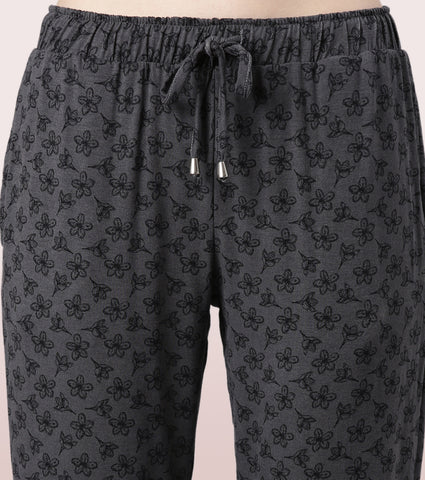Shop-In Pants - Tapered Lounge Pants With Self Fabric Drawstring With Metal Ends | E048