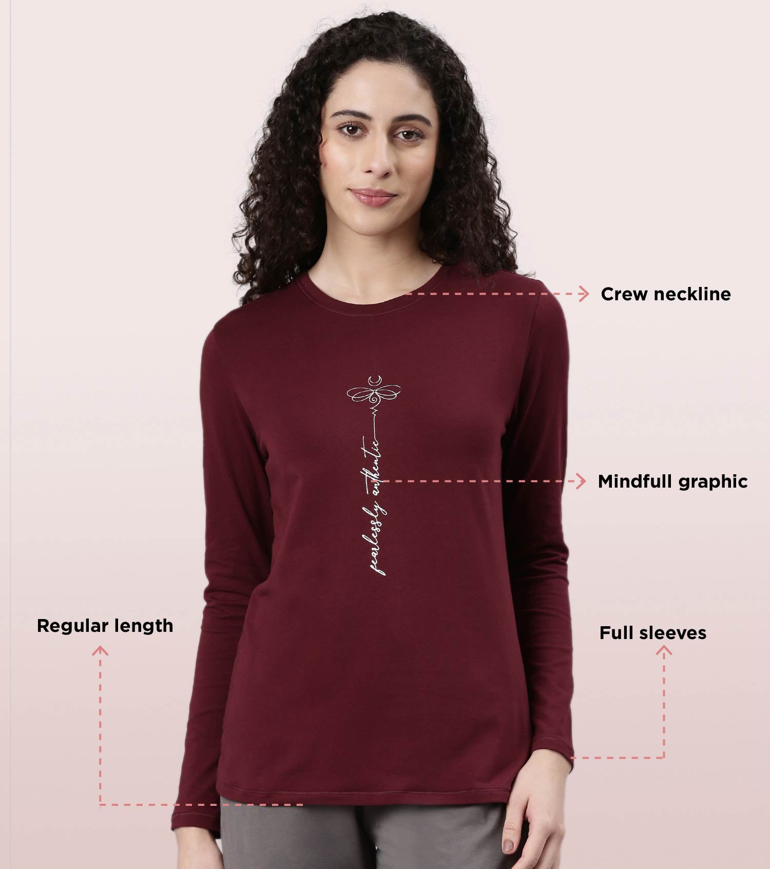 Long Sleeve Basic Crew Tee – Graphic Print | Crew Neck Basic Stretch Cotton Tee | E157