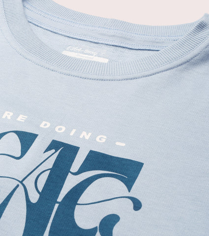 Enamor Cotton Terry Graphic T-Shirt For Women | Cropped Length Oversized Fit Tee | E3G4