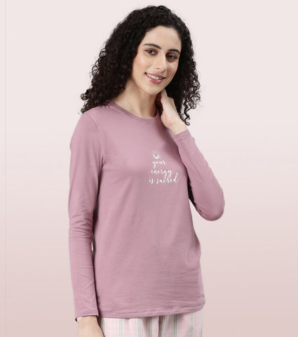 Long Sleeve Basic Crew Tee – Graphic Print | Crew Neck Basic Stretch Cotton Tee | E157