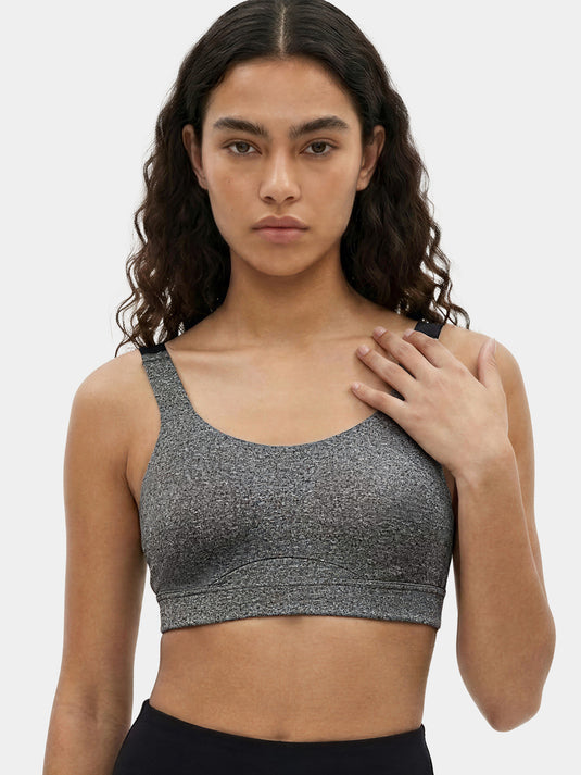 Enamor Innovations Fab-fresh Breathable cup, Women's High Impact Sports Bra - Convertible, Padded, Wirefree, Full Coverage - SB18 (Grey Melange)