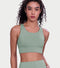 Enamor Wide Straps Seamed T-back Basic Workout Sports Bra - Quick Dry, Antimicrobial, Removable Padding, Non-Wired, Full Coverage - A202 (Sage Green)