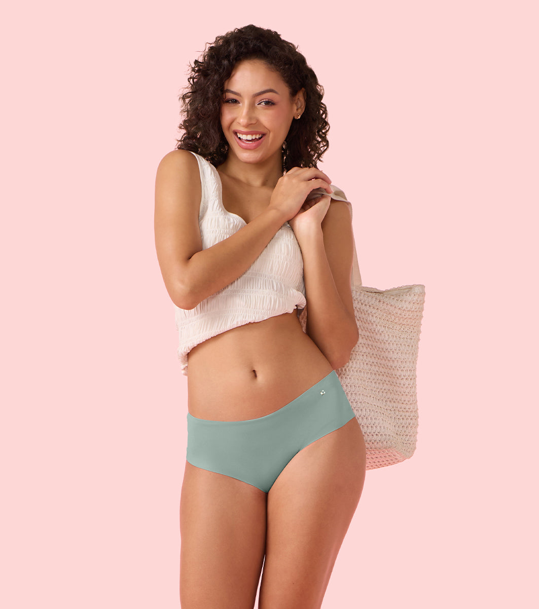 Enamor Innovations Invisi, All Day Comfort, Mid Waist Hipster Panty for Women - Free Cut, Full Coverage - PH40 (Jadeite)