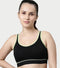 Enamor Innovations Antimicrobial, Side Shaper, Women's Cotton Medium Impact Sports Bra -  Fixed cup, Non-Padded, Wirefree, High Coverage - SB28 (Black)