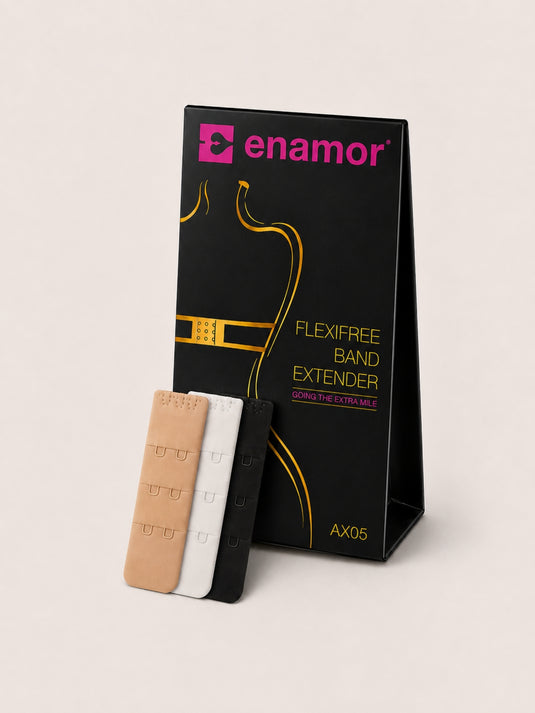 Enamor AX05 FlexiFree Band Extender 2x3, Smooth Edges, Durable Hooks, Flexible Comfort - Pack of 3 (Black/Skin/White)
