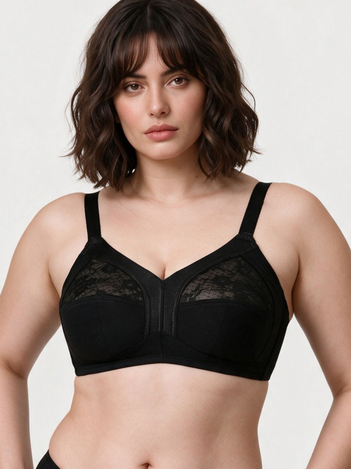 Enamor Innovations Fabcool M-Frame Side Shaper Panel  Women's Cotton Everyday Bra - Non Padded, Wirefree, Full Coverage - A014 (Available in Plus Sizes) (Black)