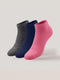 Enamor | Pair of 3 | Ankle Low Show Socks – ES101, Breathable Cotton Stretch, N9 Pure Silver Finish for Odour Control, Everyday Wear (Charcoal Melange/Blue Melange/Hot Pink)