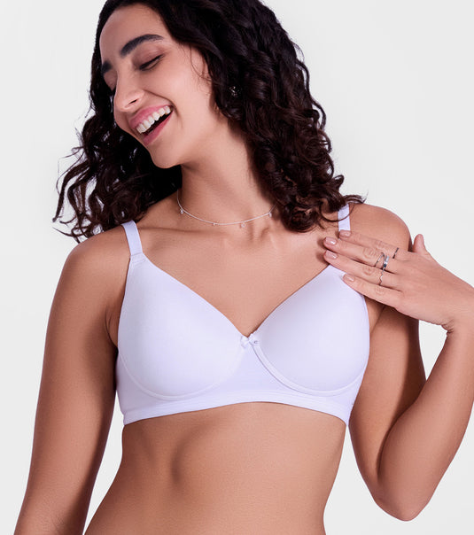 Enamor Ultra Smooth T-Shirt Bra - Padded, Non-Wired, Full Coverage - A127 (Bright White)