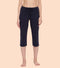 Enamor Mid Rise Capri length Drawstring Closure Lounge Capri for Women - Slim Fit, Soft and Breathable Stretch Cotton - E018 (Navy)