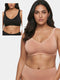 Enamor Bamboo Cotton IB42, Ultimate Side Shaper Lift Bra for Women | Pack of 2 | 3X Softer, 4X more Absorbent, Antimicrobial, Non padded, Wirefree, High Coverage (Black/Honey Beige)