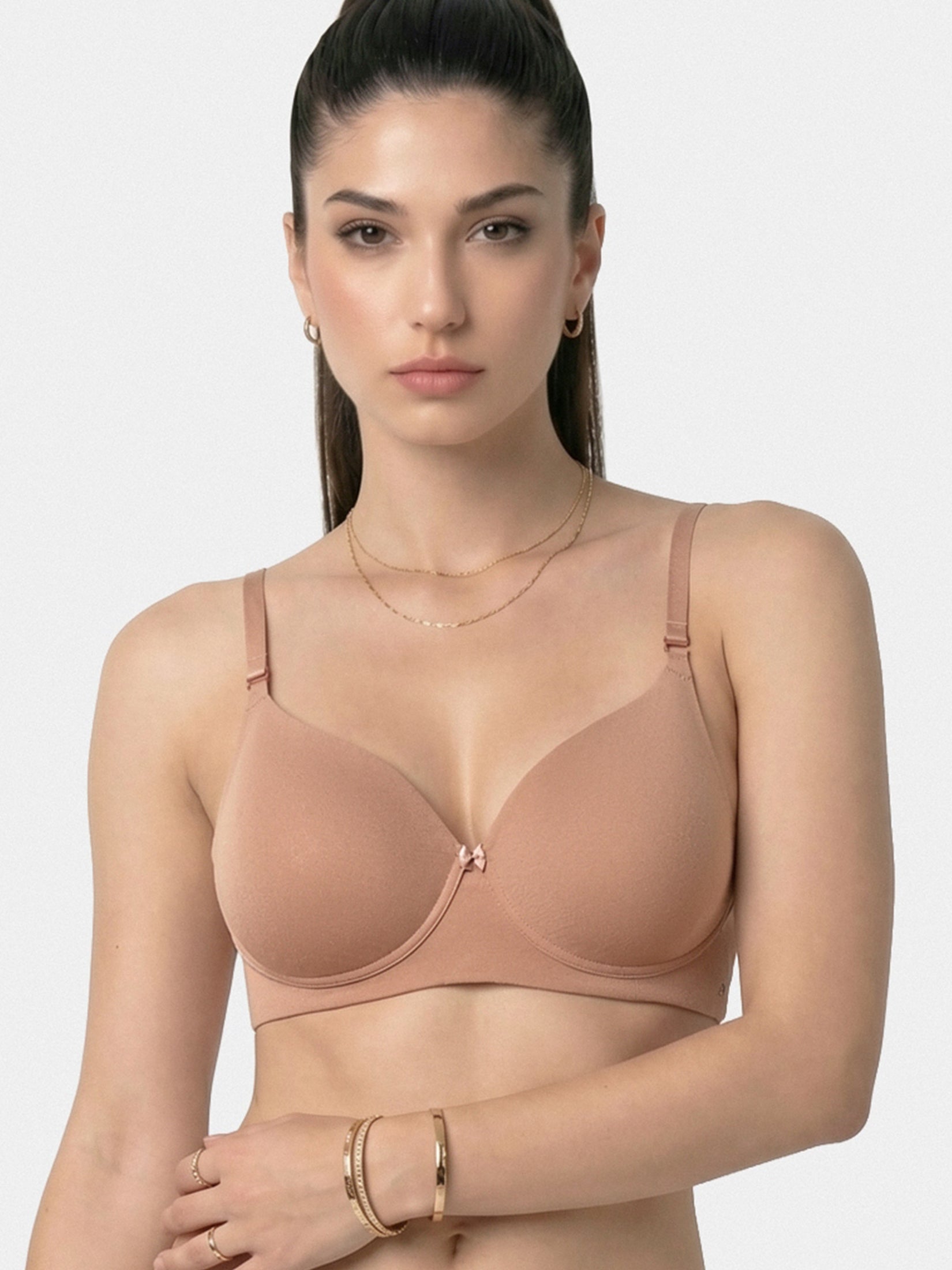 Enamor 4X Soft Modal Cotton T-Shirt Bra – A239, Wirefree Comfort, No-Show Neckline, Soft Foam Cups (Honey Beige )