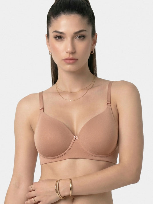 Enamor 4X Soft Modal Cotton T-Shirt Bra – A239, Wirefree Comfort, No-Show Neckline, Soft Foam Cups (Honey Beige )
