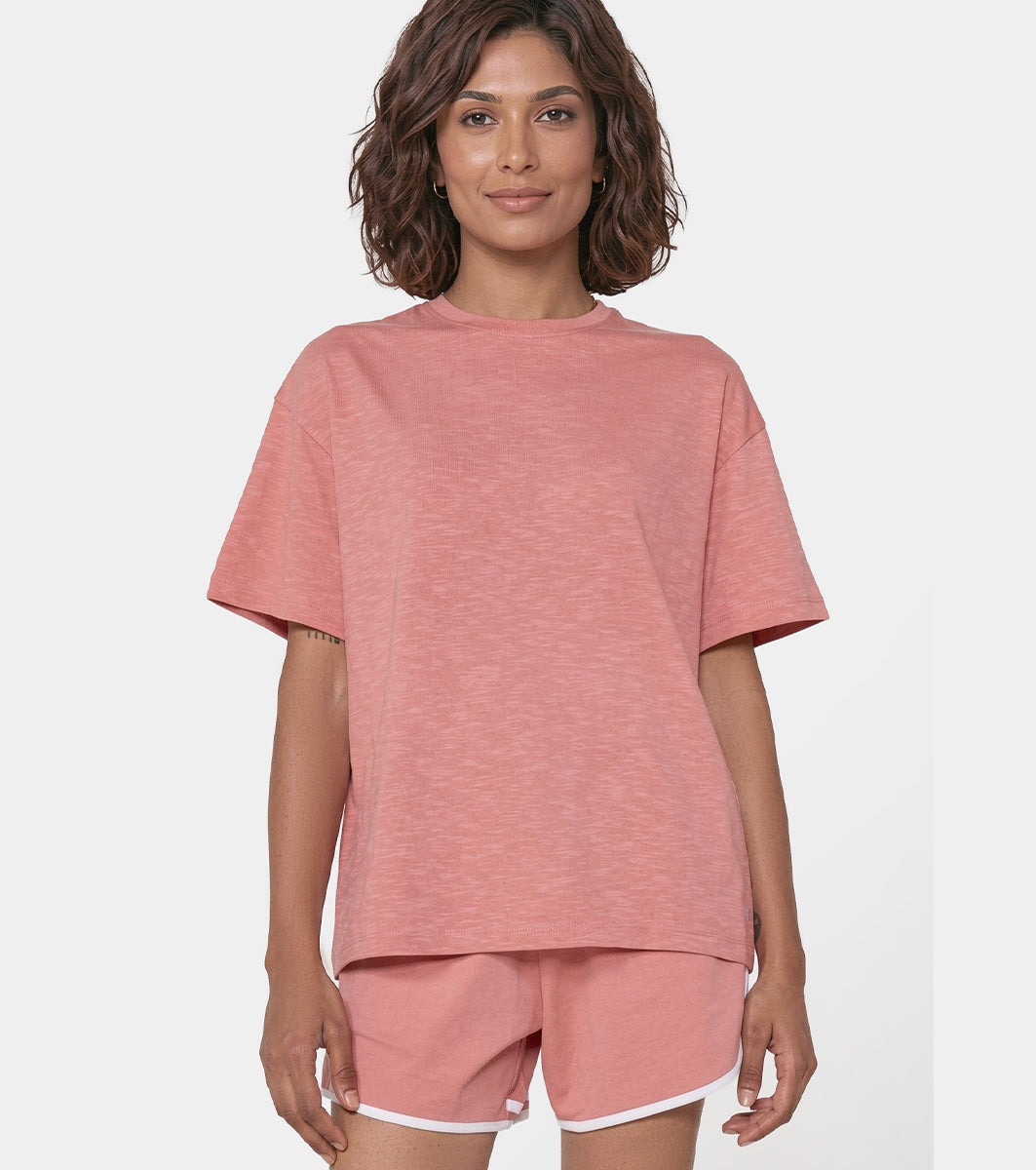 Enamor Oversized Drop Shoulder T-Shirt, 100% Cotton Slub, Oversized Fit - E312 (Desert Sand)