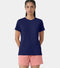 Enamor Pull on Short Sleeve Crew Neck Regular Length Cotton Comfort T-Shirt For Women - Relaxed Fit - E311 (Dark Blue)