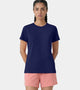 Enamor Pull on Short Sleeve Crew Neck Regular Length Cotton Comfort T-Shirt For Women - Relaxed Fit - E311 (Dark Blue)