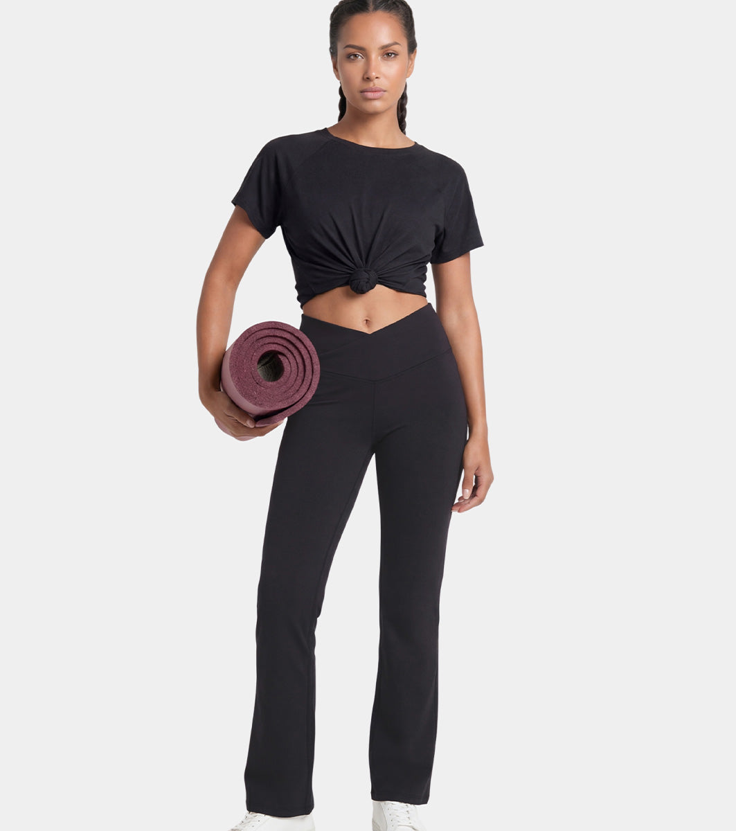 Enamor Yoga Flare Pants, High Rise, Flare Leg - A409 (Jet Black)