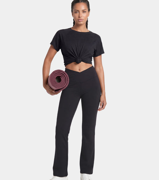 Enamor Yoga Flare Pants, High Rise, Flare Leg - A409 (Jet Black)