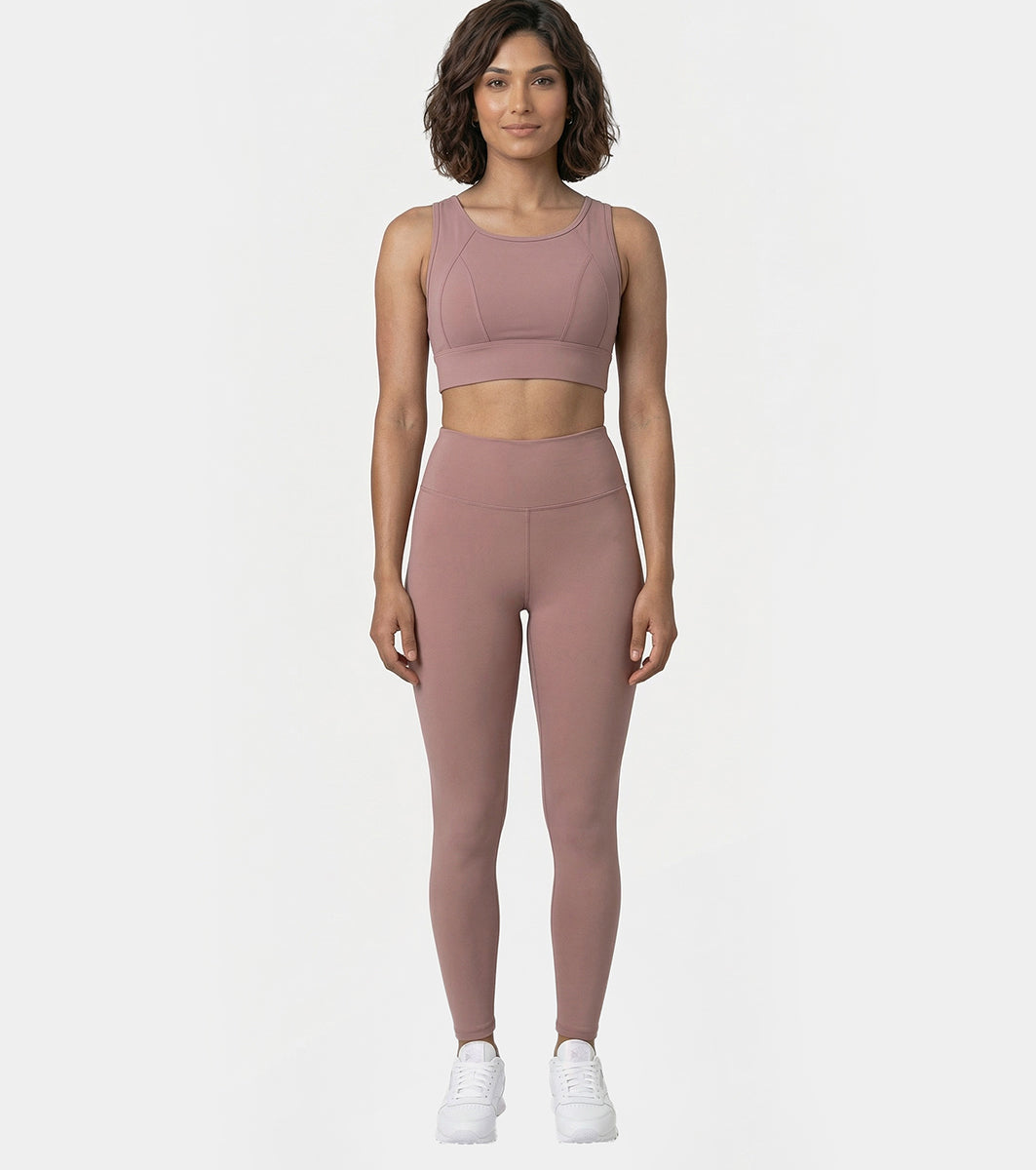 Enamor Cut N Sew Leggings, Slim Fit, High Waist - A611 (Twilight Mauve)