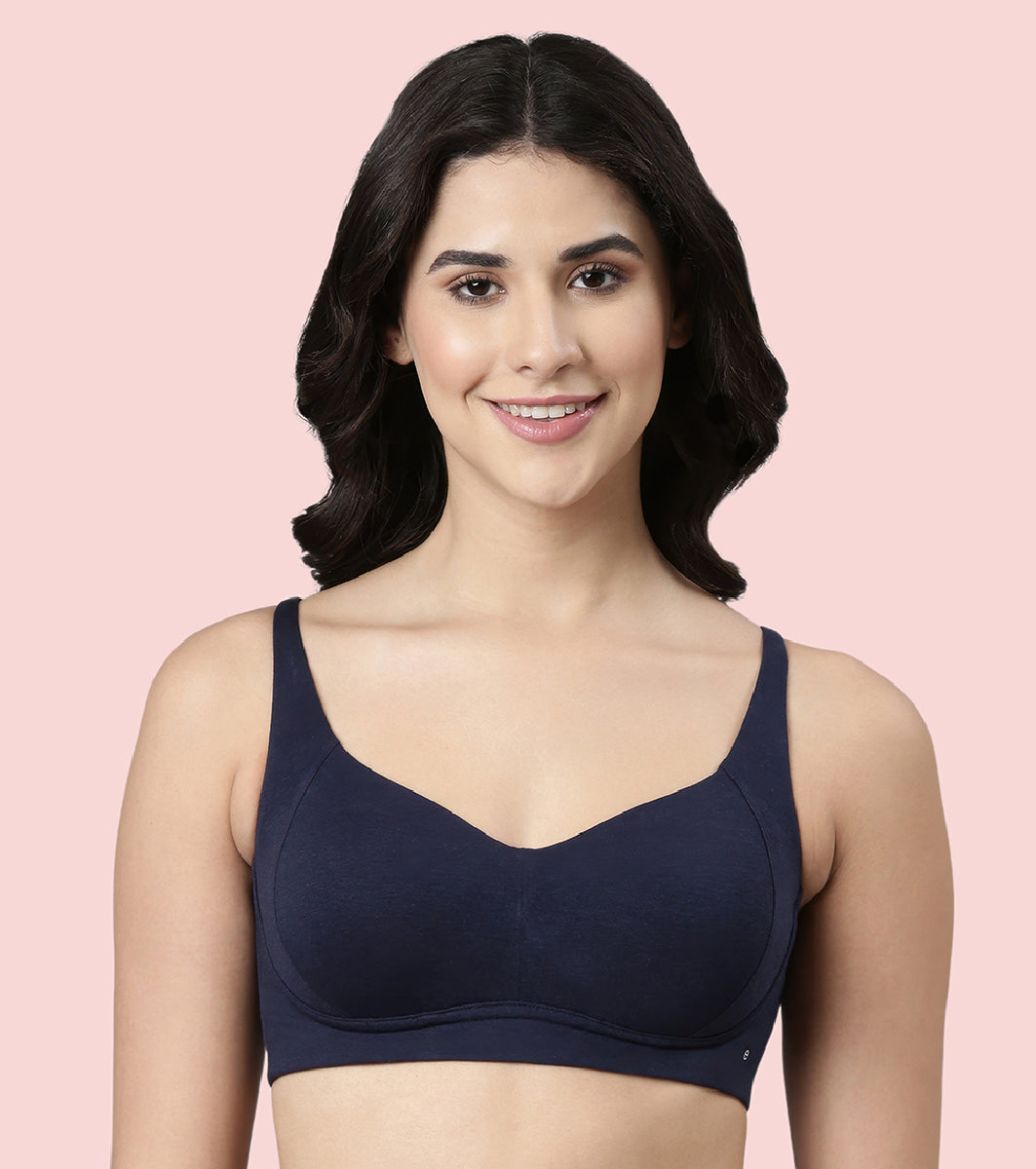 Enamor BambooBliss A077 Ultimate Softness Innovation Bamboo Cotton Full Support T-shirt Bra for Women- High Coverage, Padded and Wirefree