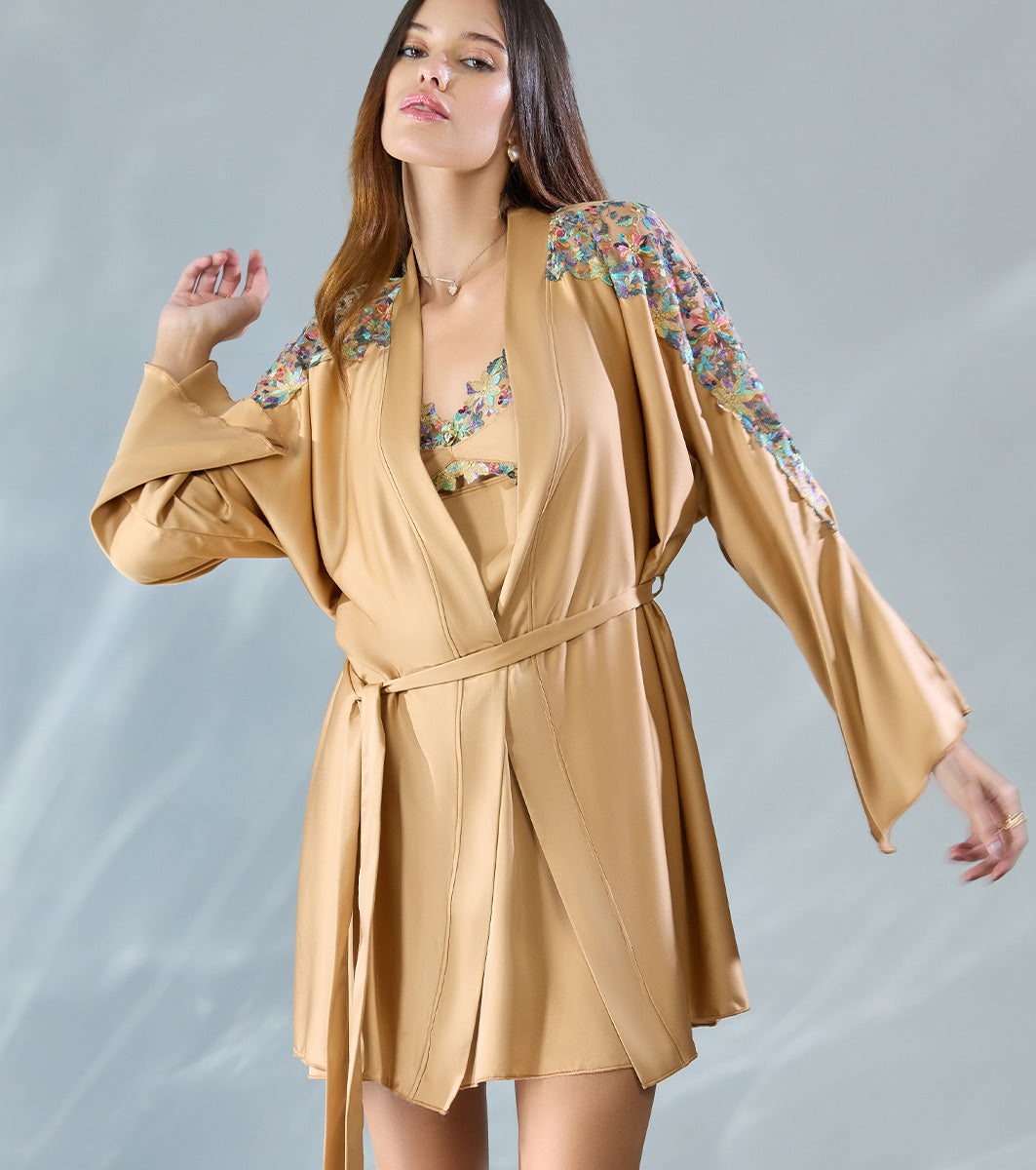 Enamor × Papa Don’t Preach - The Cosmic Crush Luxury Robe for Women - Mid-Thigh Length - DR02 (Stellar Skin)