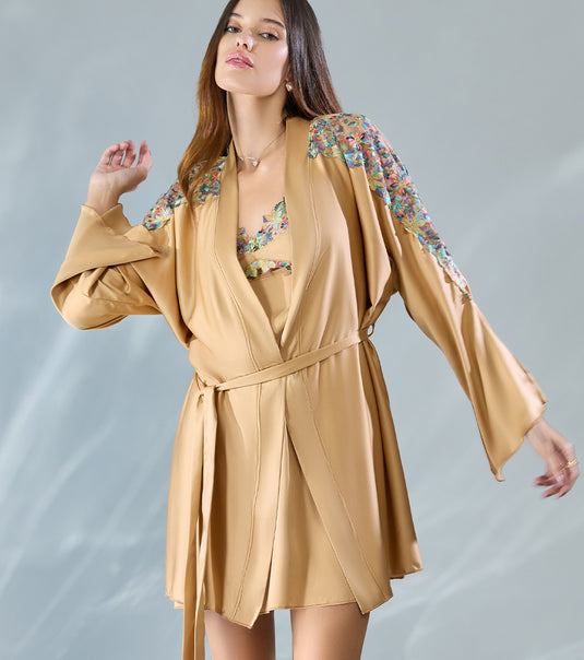 Enamor × Papa Don’t Preach - The Cosmic Crush Luxury Robe for Women - Mid-Thigh Length - DR02 (Stellar Skin)