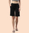 Enamor Mid Rise Knee length Drawstring Closure City Shorts For Women - Slim Fit, Soft and Breathable Cotton - E044 (Jet Black)